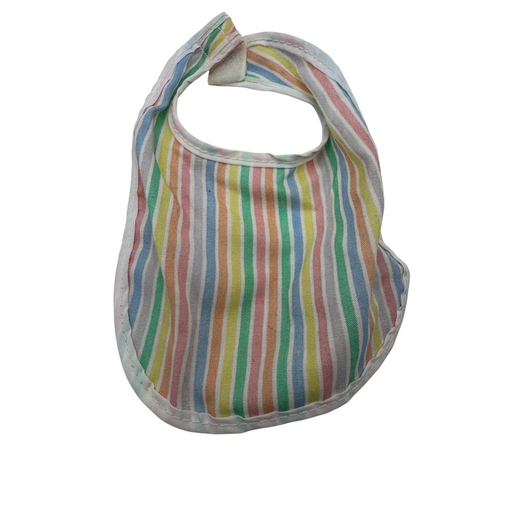 Fisher-Price‎ OS Multicolor Striped Bib Kids Vintage 1986 Pastel